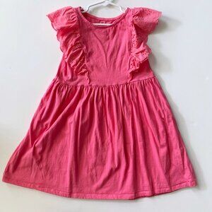 H&M Girl pink broderie flutter sleeve dress 6-7 years